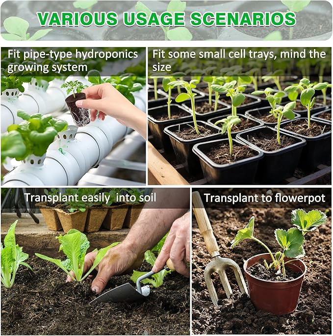 50 Pack Grow Sponges, Large Seed Pods Replacement Sponges, General Hydroponics Rapid Rooter Plugs for Indoor and Outdoor Soil Garden, Seed Germination, Plant Rooting, Vegetable Cultivation