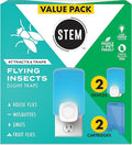 STEM Flying Insect Trap - Indoor Fruit Fly & Gnat Catcher for Home, Kitchen & Any Room, Attracts & Traps Bugs, Soft Blue UV Light - Includes 2 Plug-In Devices & 2 Cartridges
