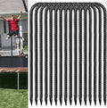 Rebar U Stakes 12 Inch - 12 Pack Black Galvanized Steel Heavy Duty Ground Anchors for Trampoline,Tent,Tarp,Soccer Goal,Garden Stake & Yard Art