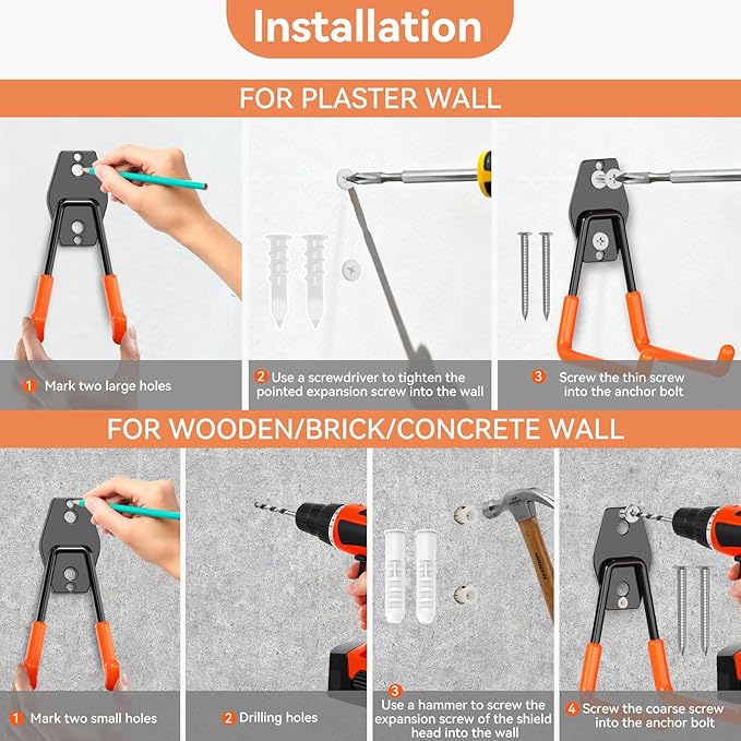 22Pack Garage Hooks Heavy Duty Utility Steel Garage Storage Hook Organization Wall Mount Hooks for Hanging Bike, Ladder and Garden Tools