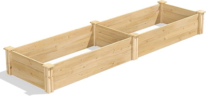 Greenes Fence Classic Cedar Raised Garden Bed, 2' x 8' x 10.5" (1/2" Thick) - Made in USA with North American Cedar