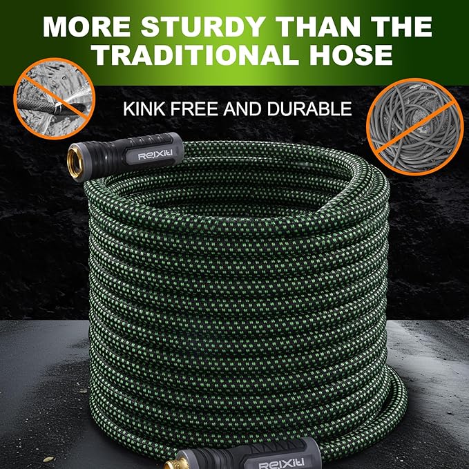 Relxitl Garden Hose, Flexible Water Hose, Ultra Lightweight Non-Expanding hose with 10 Function Sprayer, Leak proof, Pressure Resistant for Yard, Outdoor (Green, 75FT)