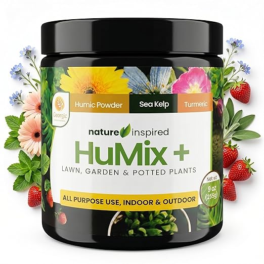 HuMix+ Humic Powder with Seaweed Extract, Turmeric and sea kelp Extract – Natural Soil Conditioner, Root Booster & Organic Plant Food for Vegetables, Flowers, Lawns, Houseplants & Garden Soil