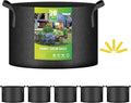 iPower 20 Gallon (Pack of 5) Plant Grow Bags Thickened Nonwoven Aeration Fabric Pots Heavy Duty Durable Container, Strap Handles for Garden, Black