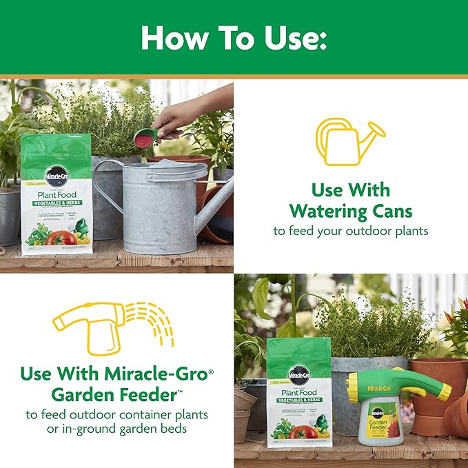 Miracle-Gro Water-Soluble Plant Food for Vegetables & Herbs - Garden Fertilizer for Tomatoes Squash Peppers Cucumbers - Boosts Yield - Abundant Harvest, 2 lbs.