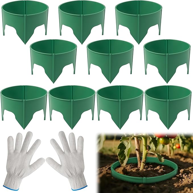 10pcs 7 Inch Planting Grow Rings, Round Edging Spliceable Protective Pest-Planting Rings for Vegetable Herb Flower, Circular Landscape Adjustable Plant Support Circle Protector for Watering
