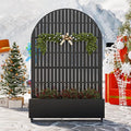 Casaphoria Metal Raised Garden Bed with Trellis and Wheels, 72"x47"x16" Arched Planter Box for Climbing Plants, Vegetables & Vines, Features Drainage Holes and Privacy Screen (Black-Fence)