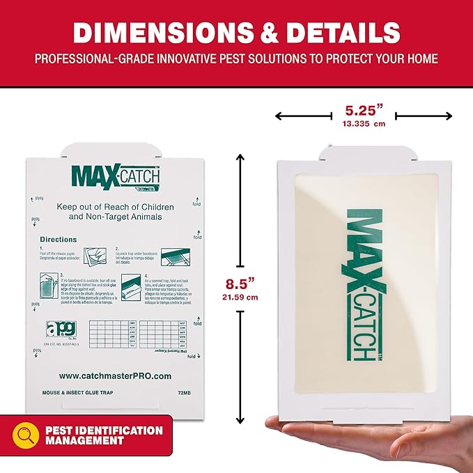 Catchmaster Max-Catch Mouse & Insect Glue Trap 36PK, Mouse Traps Indoor for Home, Sticky Pest Control Adhesive Tray for Catching Bugs, Bulk Unscented Glue Boards