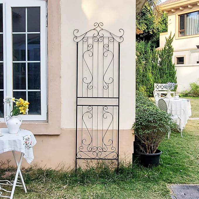 1 Pack Trellis for Climbing Plants 82.7" H x 26.7" W Tall Garden Trellis Wrought Iron Heavy Scroll Metal Decoration Lawn Patio for Rose Clematis Ivy Weather Resistant