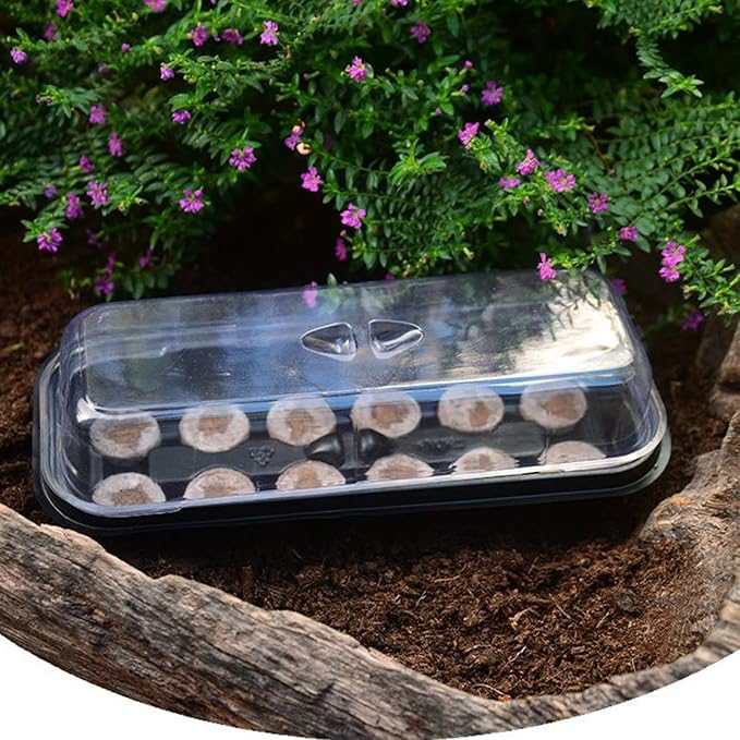 Propagation Tray 12-Cell Starter Kit - Seedling Plant Humidity Dome, Garden Plant Cloning Tray | Greenhouse Vegetable Flower Garden Yard Farm Growers Reusable Seed Germination Trays for Plants