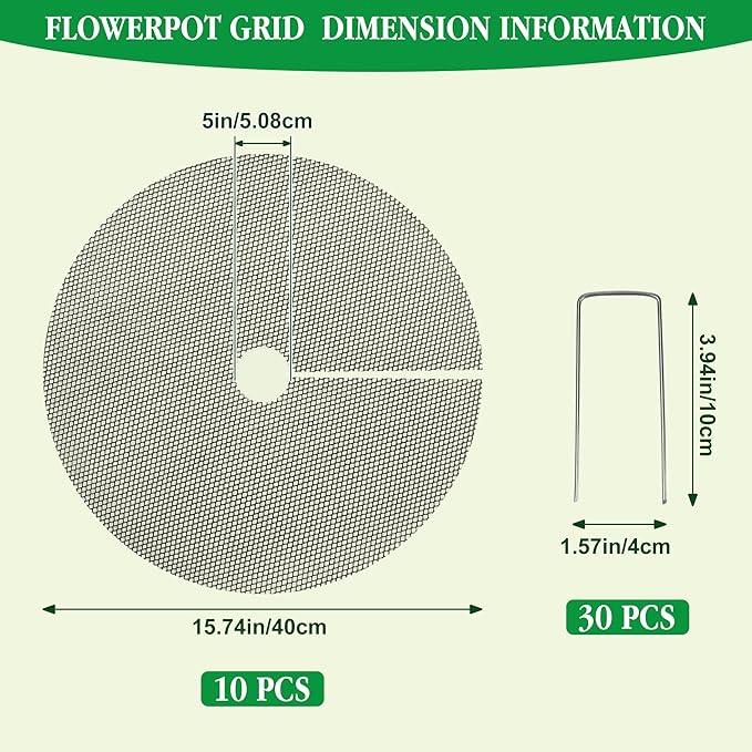 10pc 15.7" Plant Pot Grids Cuttable Plant Pot Soil Covers Protectors from Animals-Indoor Plant Pot Soil Guard for Outdoor Garden Plant Protection Breathable Mesh