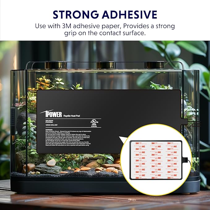 iPower Reptile Heating Pad, Under Tank Heater, Waterproof Terrarium Heat Mat 8X18 Inch, for Turtle, Lizard, Frog, Snake and Other Reptiles