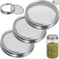 Sprouting Growing Lids for Wide Mouth Mason Jars,Sprouting Lids with 3 different orifice sizes,Alfalfa & Mung Bean Sprouts Grow Kit,L,M,S Strainer mesh(9 Pcs,Silver,Stainless Steel)
