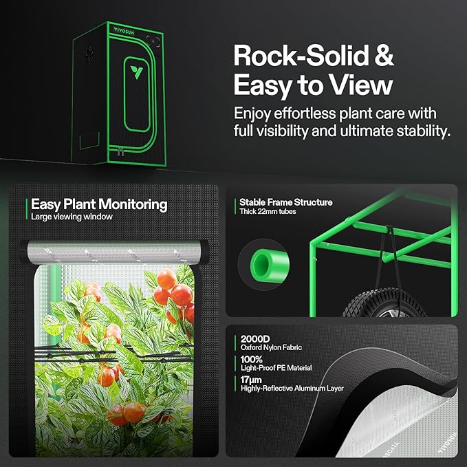 VIVOSUN Smart Pro Grow Tent Kit, 2 × 2ft 1-Plant Kit, WiFi-Integrated Automatic Control with GrowHub E42A+, 2-in-1 Tunable Spectrum LED Grow Light, 360° Ventilation & Circulation Control System