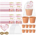 Ctosree 50 Sets Happy Mother's Day Gift Thank You Seed Packets Include Self Adhesive Seed Packets Flowerpot Thank You Tags Organza Bags for Mother's Day Appreciation Gifts