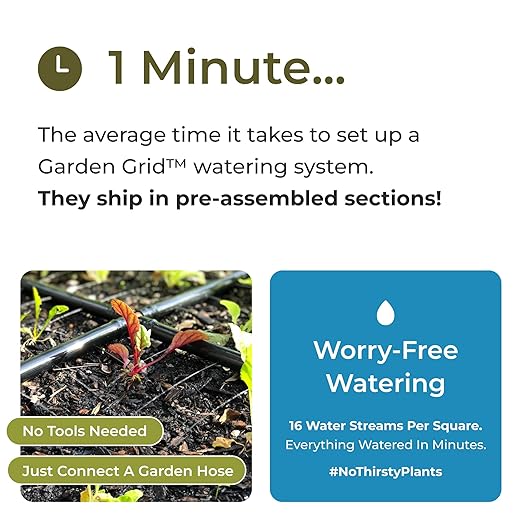 Garden Grid Watering System | Raised Garden Bed Drip Irrigation System – But Better | Pre-Assembled, Waters Every Plant Evenly, 1-Minute Setup | Square Foot Gardening Grid | US-Made (Standard, 2x6)