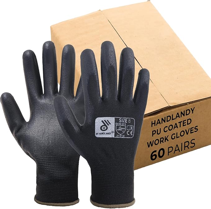 HLDD HANDLANDY PU Coated Safety Work Gloves, 6/12 Pairs Work Gloves