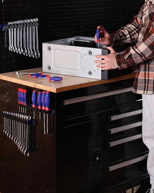 WORKPRO Magnetic Screwdriver Organizer and Wrench Organizer, Aluminum Rail Magnetic Tool Organizers, Tool Holder, Tool Box Organizers, 12-Slot Screwdriver and Wrench Holder (Tools not Included)
