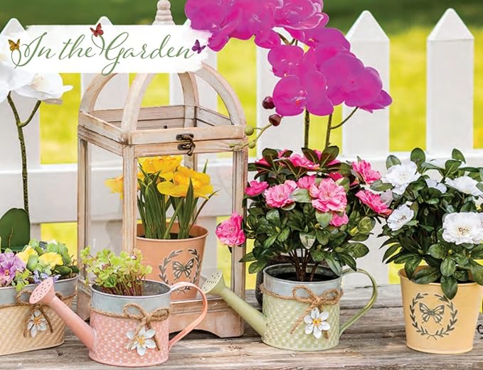 Boston International Indoor Outdoor Metal Garden Watering Can Planter, 10 x 4.5-Inches, Yellow