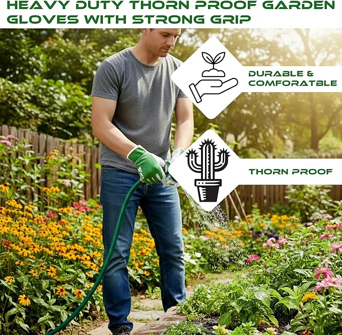 Work Gloves Gardening Breathable Rigger Palm Gardening Gloves Ladies Mens Gripper Utility Leather Thorn Proof