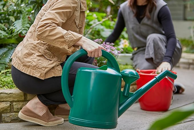 Consolidated Plastics Durable Swiss Watering Can with UV Protection, Ergonomic Handle for Indoor/Outdoor Gardening, Made in Switzerland (10 Liter, Green)