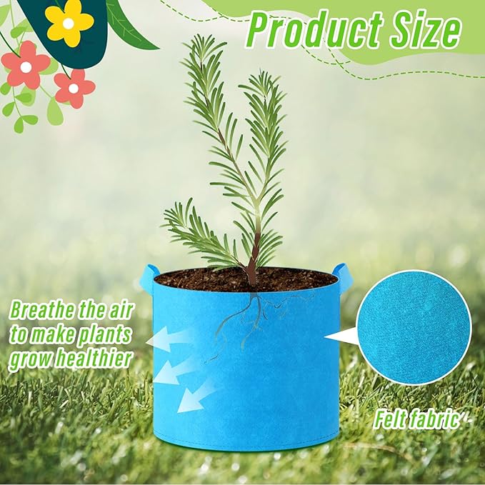 12 Pcs Multicolor Plant Grow Bags Large Grow Bags Fabric Planter Thickened Non Woven Fabric Pots with Handles for Indoor Outdoor Garden Planting Seeds Flower, 6 Colors (5 Gallon)