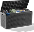 121 Gallon Resin Deck Box, Lockable Outdoor Storage Box for Patio Cushions Storage Furniture,Garden Tools, Pool Supplies, Weatherproof and UV Resistant (Black)