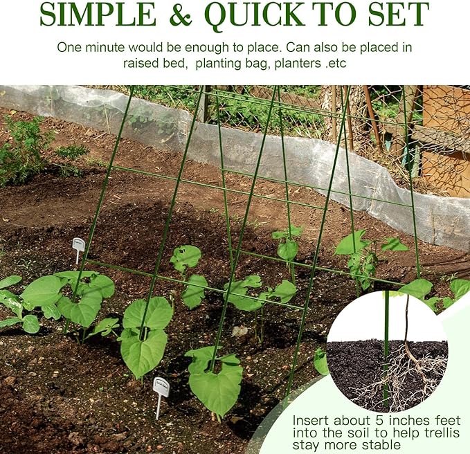 48" Hx 18" L Cucumber Trellis for Garden A Frame Plant Support for Raised Bed, Outdoor Indoor Plant Garden Trellis for Climbing Plants (2 Packs)