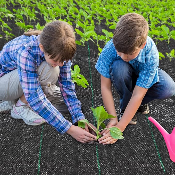 6ft x 100ft Garden Weed Barrier Landscape Fabric,Weed Block Fabric Heavy Duty 3.2OZ,Woven Mulch for Landscaping Ground Cover Weed Control Fabric, Black Garden Bed Liner