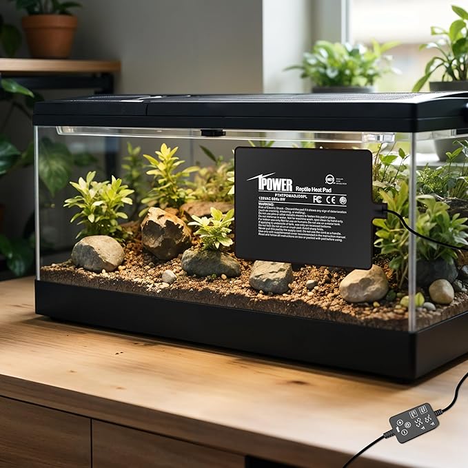 iPower 6 by 8 Inch 8W Reptile Heating Pad with Adjustable Thermostat, Under Tank Warmer Terrarium Heat Mat for Turtles/Snakes/Lizards/Frogs, 2 Pack