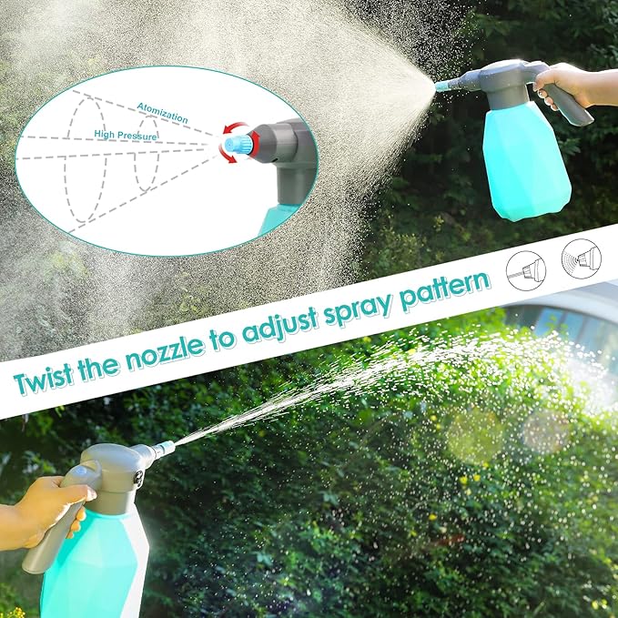 SideKing 0.5 Gallon Electric Spray Bottle Plant Mister for Indoor/Outdoor Plants, 2L Automatic Watering Can Rechargeable Battery Powered Sprayer with Adjustable Spout for Garden, Fertilizing, Cleaning