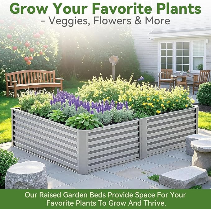 6x3x1ft Rectangle Galvanized Raised Garden Beds kit，Large-Capacity Metal Planter Garden Box Outdoor,Metal Garden Bed for Vegetables，Flower，Fruits，Steel Raised Beds for Backyard Gardening