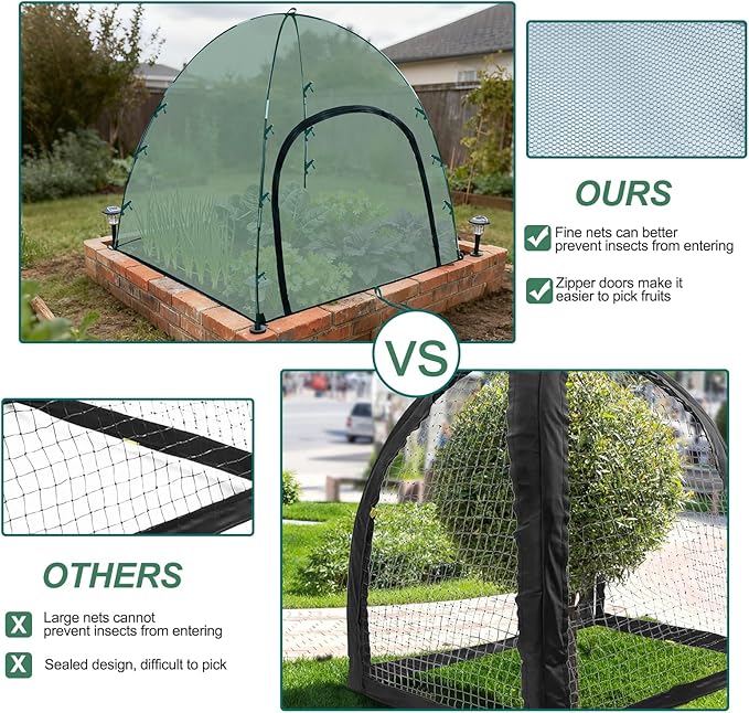 2pack Pest Guard Covers,36x36x37 Inches Garden Mesh Plant Cover Insect Bird Barrier Netting Mesh Outdoor Plant Tent Cover Pest Protection Guard for Fruit Vegetables