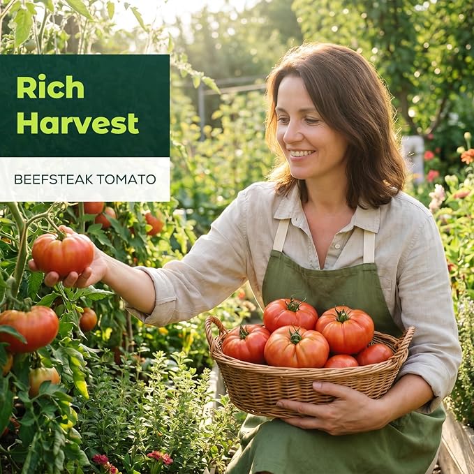 Beefsteak Tomato Seeds for Planting - Non-GMO, Heirloom - 400 Indeterminate Tomato Seeds, Vegetable Seed Packet with Instructions for Planting Home Garden Indoor & Outdoor