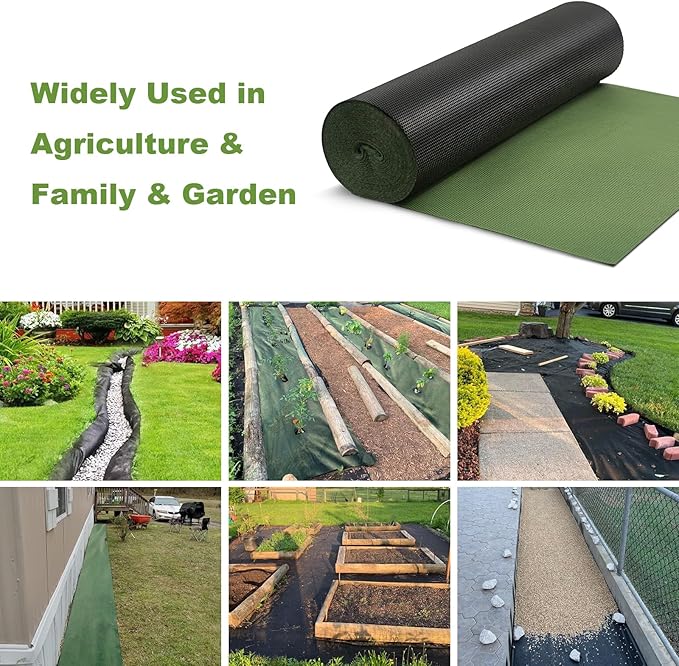 3x100ft Weed Barrier Fabric & Landscape Fabric,5.8oz Heavy-Duty Non-Woven Ground Cover, Easy Setup Weed Control Mat for Garden, Yard, Farm, Orchard, Fruit Trees