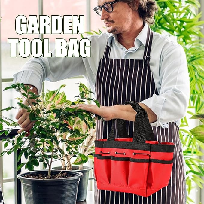 Garden Tool Storage Tote - Reinforced Carry Bag, Multiple Compartment Organizer, Tear-Resistant Material, Easy-to-Clean Outdoor Accessory Holder | Lawn Equipment Container Used for Yard Work, Garden