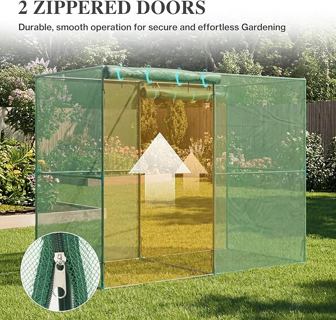 BPS Crop Cages for Garden Plant, 8x4x6 Ft Plant Netting Protection Tent with Zippered Door for Plants, Raised Garden Bed Cover with Frame for Vegetables, Fruits and Flowers