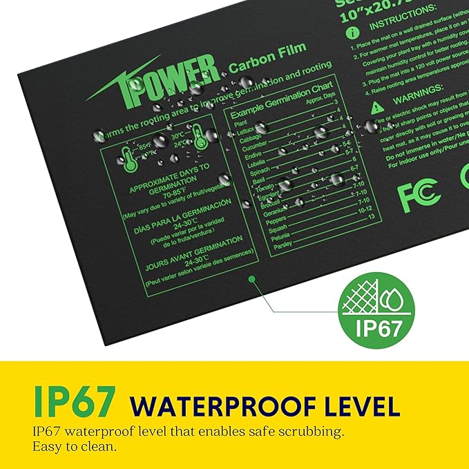 iPower 10"x20.75" Seedling Heat Mat with Built-in Temperature Controller, MET Certified Waterproof Plant Heating Pad, for Germination, Breeding, Brewing
