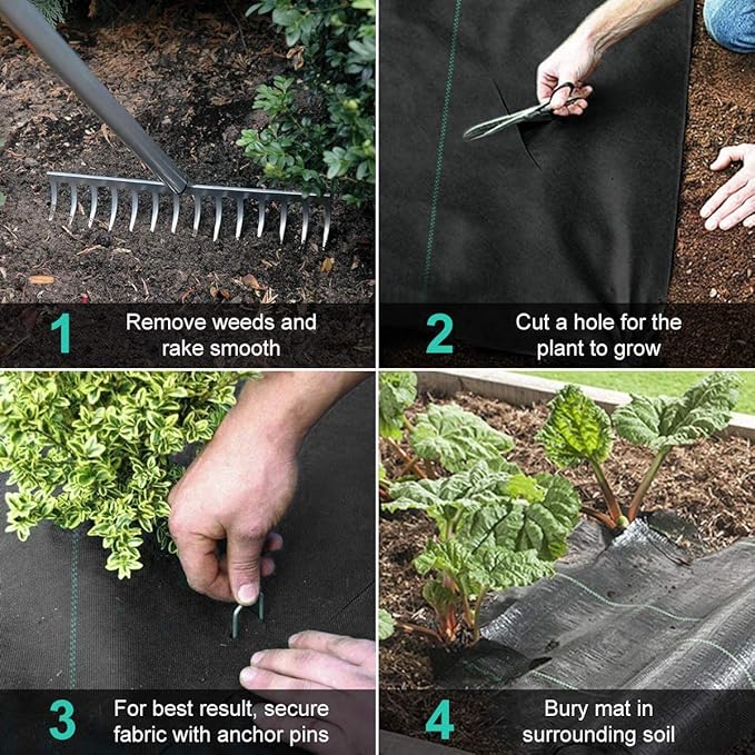 Landscape Fabric 6ft X 50ft Weed Barrier Landscape Fabric Heavy Duty Premium 3.2oz Garden Fabric Weed Barrier Weed Block Gardening Mat,Woven Geotextile Fabric Ground Cover Weed Barrier