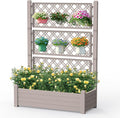 Elevated Raised Garden Bed,Outdoor Large Resin Patio Planter Box Stand Divisible with Drain Plug,Water Monitor for Plants Vegetables Flowers Fruits(Grey)