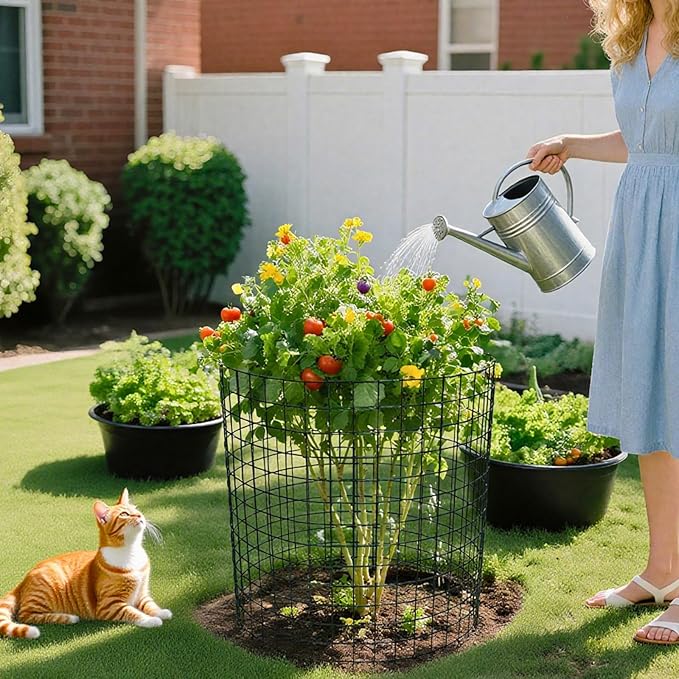 16 Pack Plant Protectors from Animals, 16"x 12" Wire Plant Protector, Wire Cages for Plants with Stakes and Cable Ties, Metal Plant Cages for Plants, Vegetables, Flowers