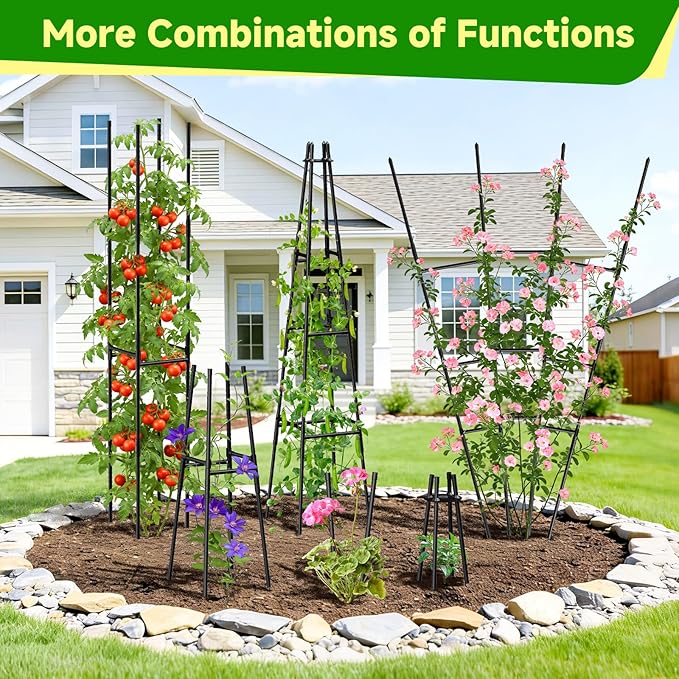 1 Pack Garden Obelisk Trellis for Climbing Plants Outdoor Indoor Pots, Plant Trellis for Climbing Plant Support for Climbing Plants Garden Trellis for Indoor Potted Plants, Vines, Climbing Rose