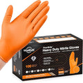 TitanFlex Heavy Duty Orange Industrial Nitrile Gloves with Raised Diamond Texture, Latex Free (6mil/8mil)