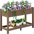 SERWALL Raised Garden Bed with Legs, 43"×17"×30" Large HDPE Elevated Planter Box for Vegetables Flower Herb Patio, All Weather Use- Brown