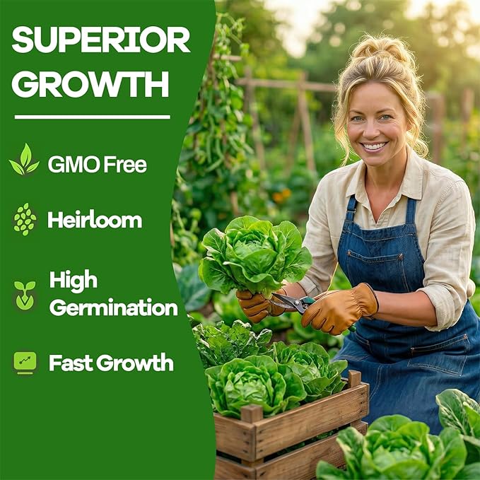 LUOJIBIE Lettuce Seeds for Planting Outdoors, Vegetable Garden Seeds, 8 Varieties Non-GMO Heirloom Lettuce Seeds (Romaine, Red Leaf, Italian, Batavian, and More) for Fresh Salad Greens, Fast Growing