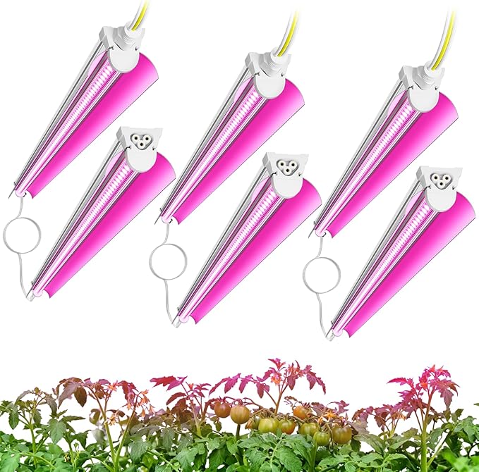 4FT Plant Grow Light, Super Bright Plant Lights for Indoor Growing, Full Spectrum, with ON/Off Switch & Timed Function, Pinkish