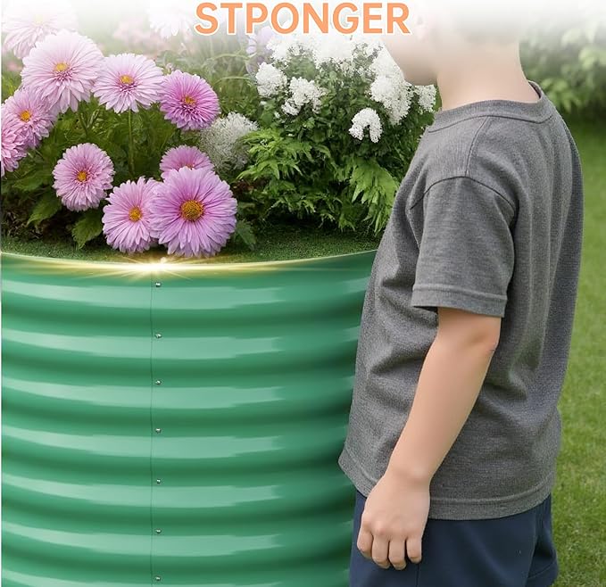 IDEALHOUSE 6x3x2 Ft Galvanized Metal Raised Garden Bed, 24-Inch Tall Outdoor Planter Box for Vegetables, Flowers & Herbs, Rust-Resistant Garden Beds for Backyard, Patio or Balcony, Green