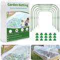 Garden Netting Kit for Raised Bed, 8X20FT Ultra Fine Mesh Netting with 5 Sets Garden Hoops & 15pcs Clips, Reusable Plant Row Cover Bird Netting for Garden Protection