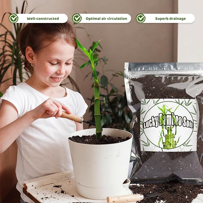Doter Premium Lucky Bamboo Soil Mix 10qt, Indoor Plants Potting Mix for All Potted Luncky Bamboo, Promote Healthy Growth and Longevity