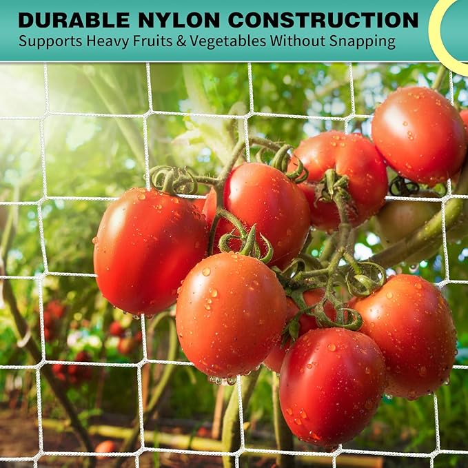 5X 30 Ft Nylon Trellis Netting, 6×6 Heavy Duty Trellis Mesh Garden Netting for Climbing Plants, Use for Tomatoes, Cucumbers, Peas, Grape Racks
